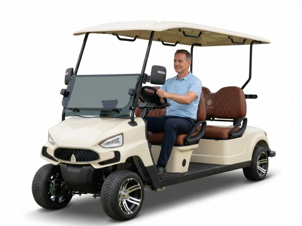 High-ranged six-seat electric golf cart
