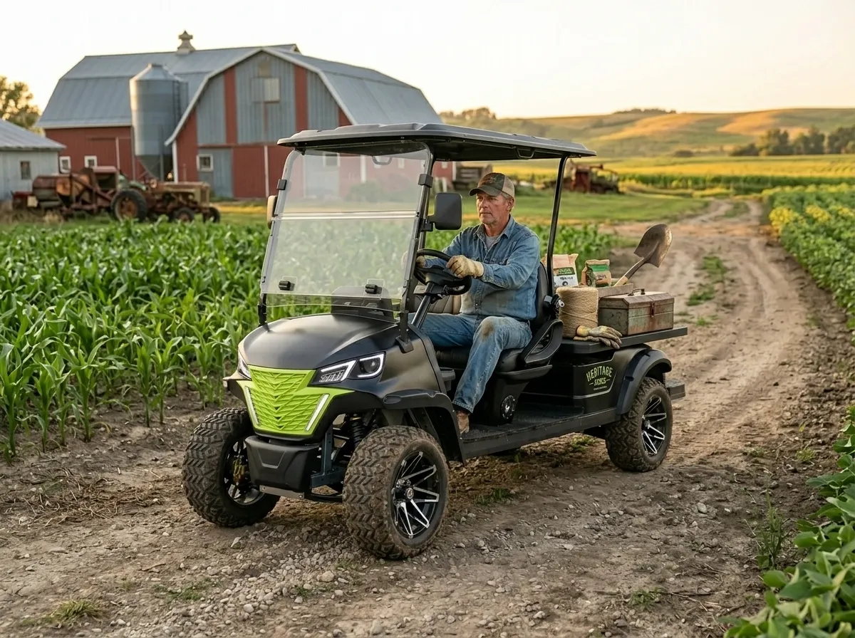 SUN-Carts 72V lithium battery utility carts for farm agricultural operations