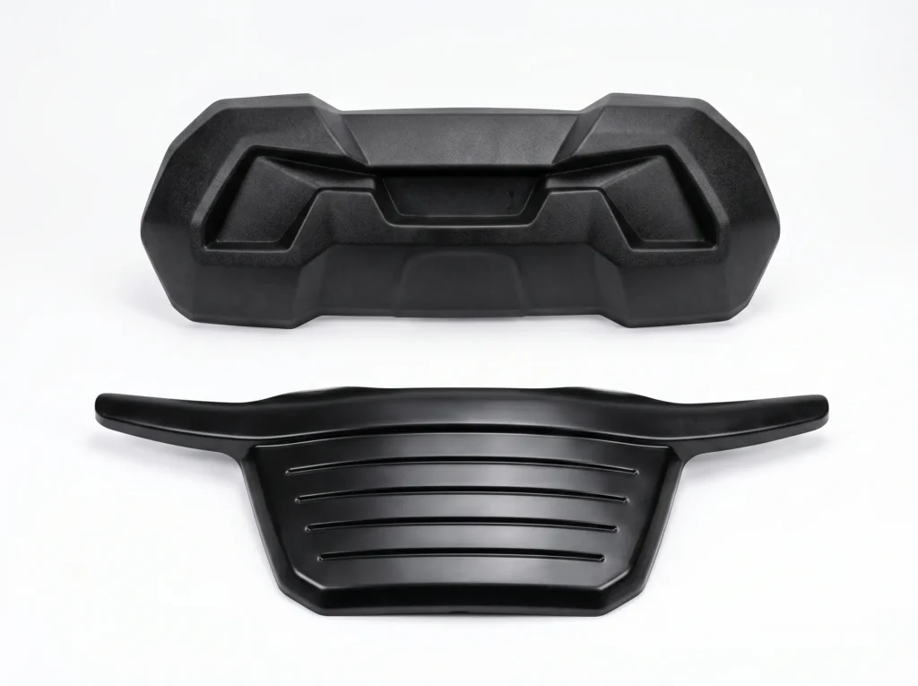 the front bumper for SUN-Carts electric golf carts on white background with durable black finish and pre-drilled mounting points