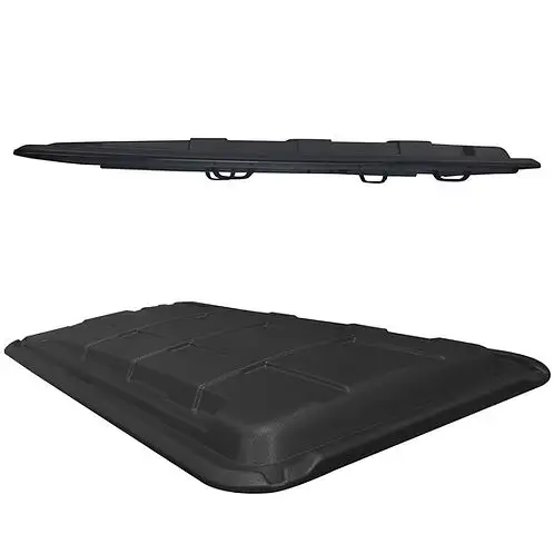 4-electric-golf-carts-passenger-roof SUN-CART 4-seater electric golf cart roof canopy made of UV-protected ABS plastic, black finish, pre-drilled for strut mounting.