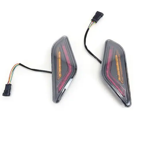carts-led-red-rear-taillight-mounted SUN-CART red LED rear taillight for electric golf cart, showing brake, tail, and turn signal functions, waterproof housing.