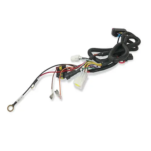 SUN-CART controller wiring harness kit for electric golf carts, pre-assembled with color-coded wires, labeled connectors, and main power cables.