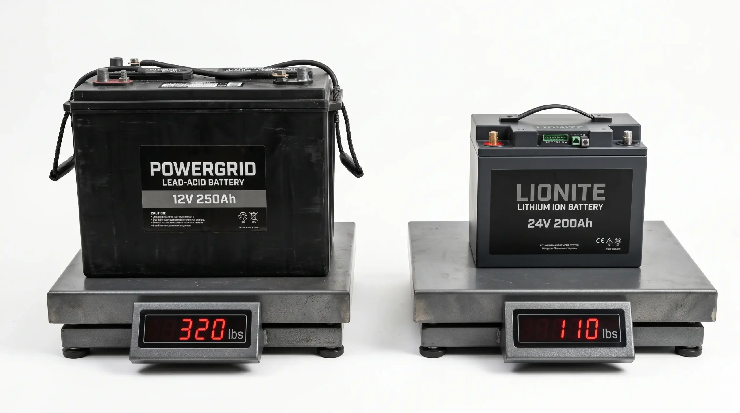 Lead‑acid versus lithium golf cart battery weight comparison showing 65 percent weight reduction