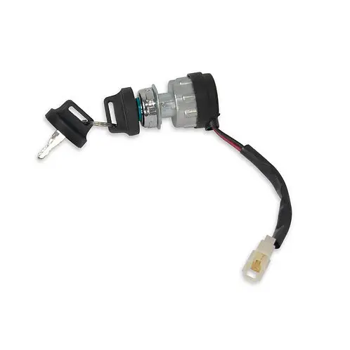 SUN-CART 3-position ignition key switch for electric golf cart, waterproof with rubber cap, includes two keys.