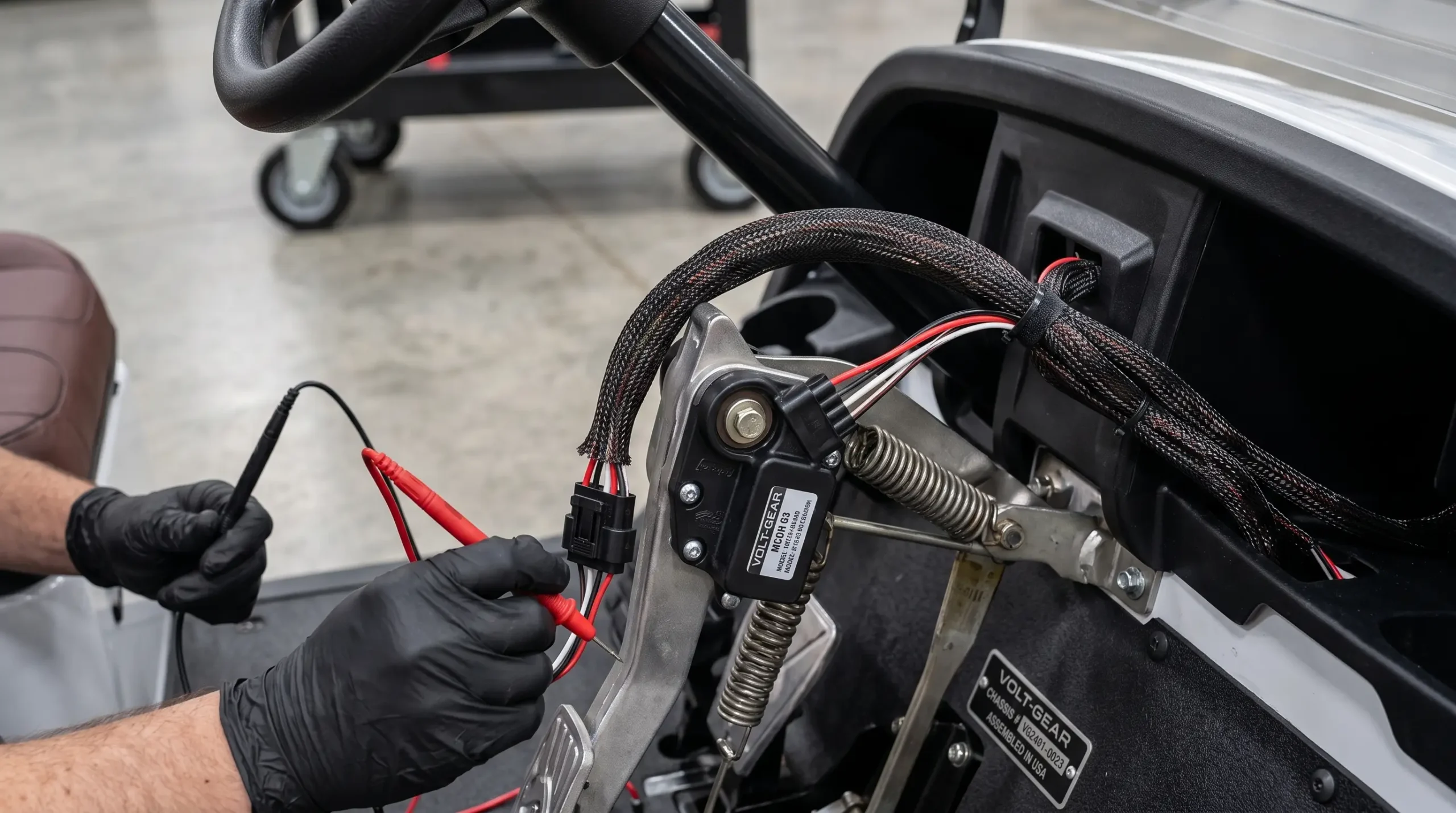 Golf cart accelerator pedal MCOR sensor inspection for speed issues