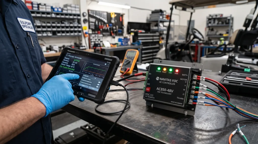 Golf cart speed controller diagnostic LED error codes for troubleshooting