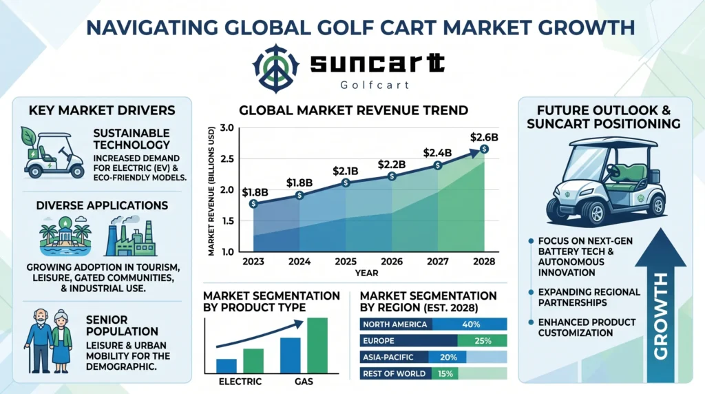 Chinese LSV golf cart market growth infographic showing 290 million dollars revenue and market share data