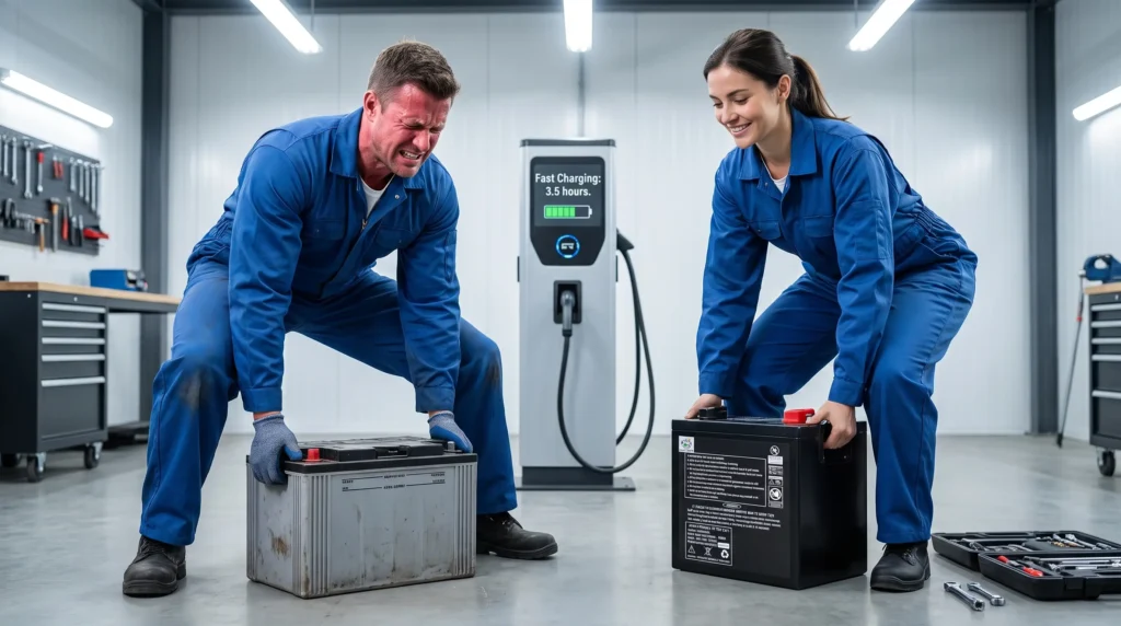 LiFePO4 battery weight reduction and fast charging for golf cart fleets