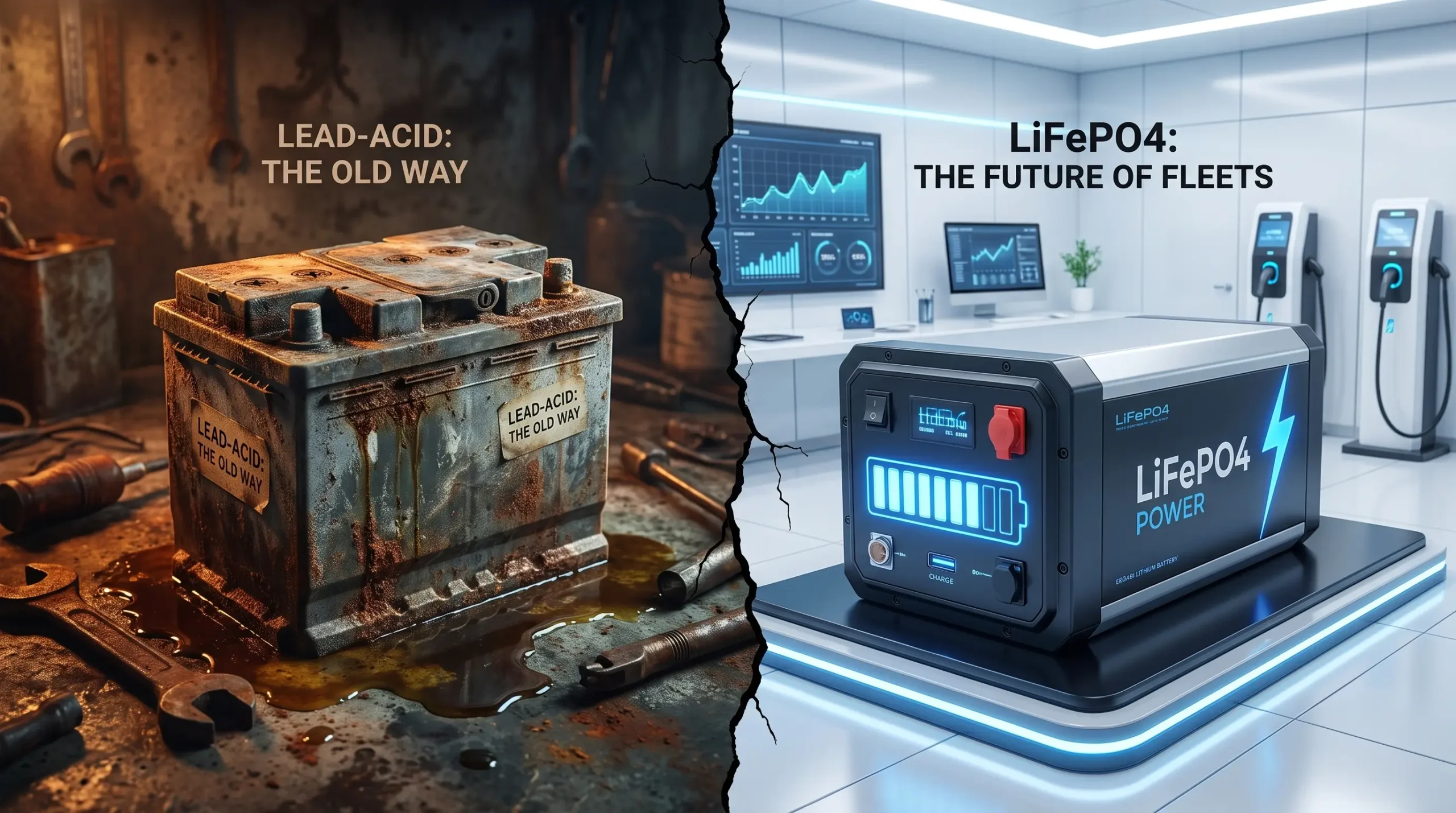 LiFePO4 lithium battery vs lead-acid comparison for commercial golf cart fleets