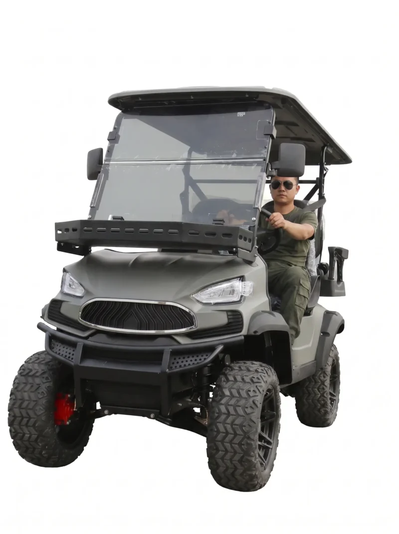 sun-cart-golf-carts Premium luxury electric golf cart with leather seats, 72V battery, Bluetooth audio, LED ambient lighting. Designed for high-end resorts and exclusive venues. 5-year warranty.