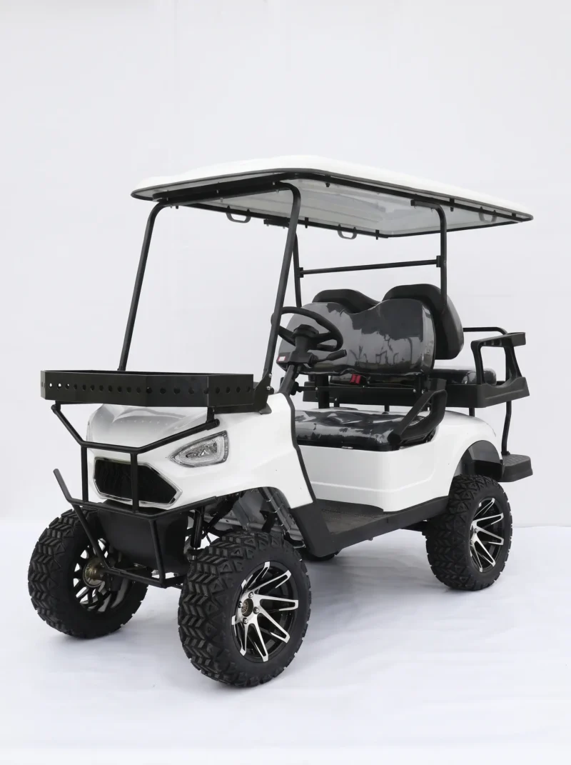 sun-cart-utv-golf-carts SUN-CART UTV electric utility vehicle with 4WD, 72V battery, off-road tires, 12" ground clearance. Built for farms, ranches, hunting, industrial sites. Get a quote today.
