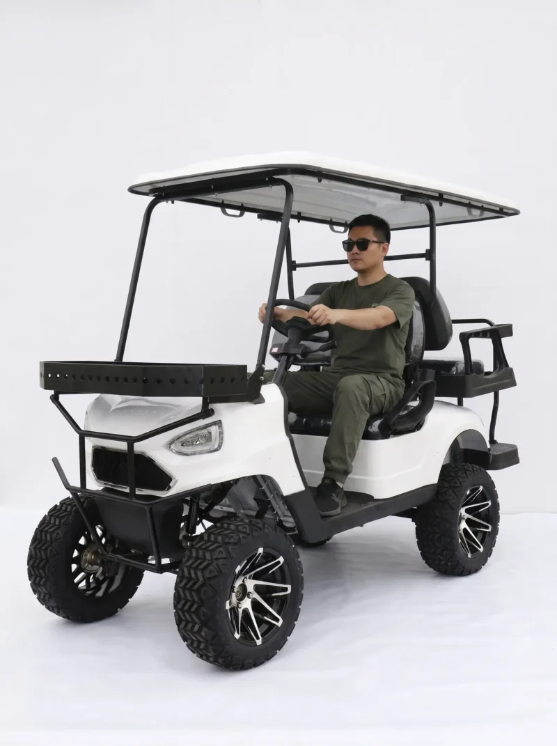 utv-electric-golf-carts SUN-CART UTV electric utility vehicle with 4WD, 72V battery, off-road tires, 12" ground clearance. Built for farms, ranches, hunting, industrial sites. Get a quote today.